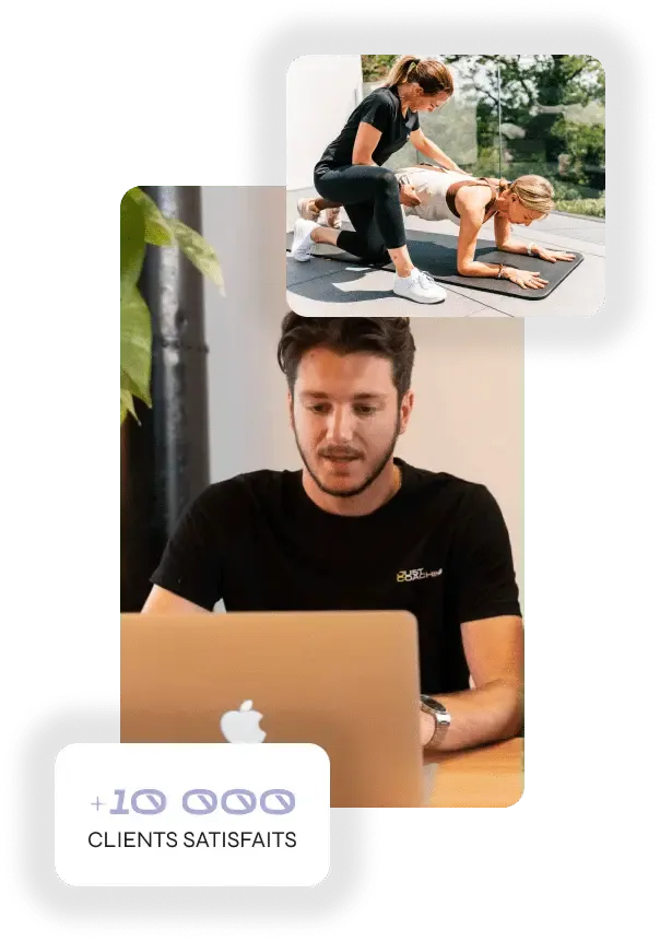 Montage photo de nos équipes de support client et de clients satisfaits